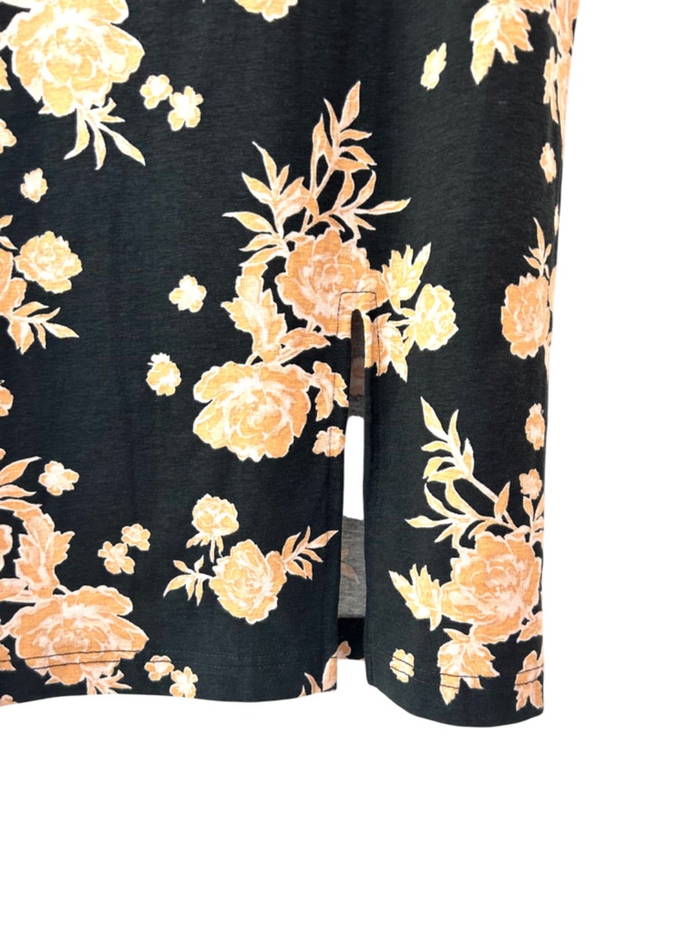 Pact floral Midi Skirt pencil L light black tan cream organic cotton blend NWT - Picture 4 of 5